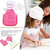 11pcsset children cooking role play toy kids cook costume with apron chef hat kitchenware sets cake suit supplies