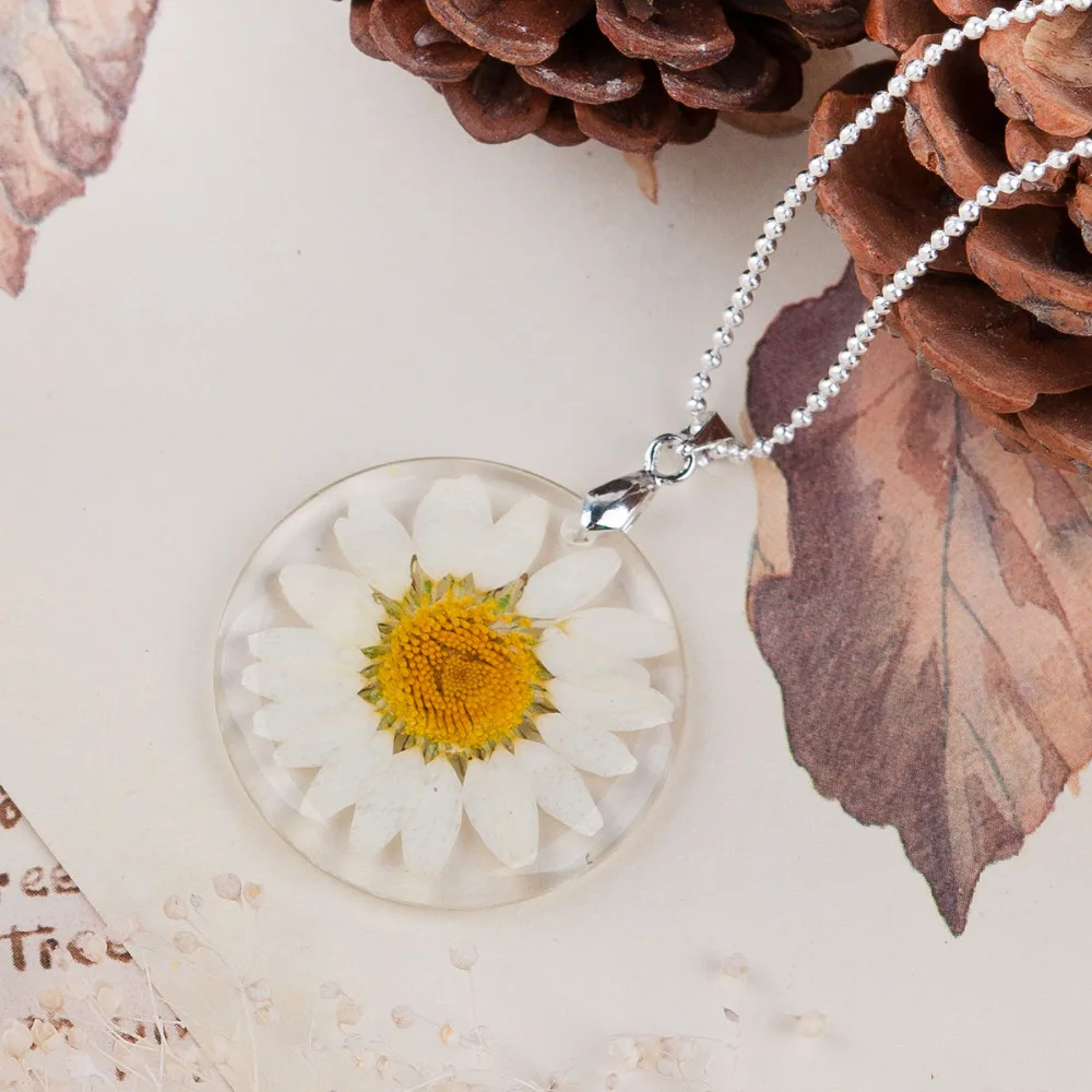 Doreen коробка ручной работы Boho прозрачная смола сушеный цветок ожерельлье