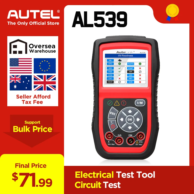Autel автолинк AL539 OBD2 сканер автомобильный тест er код читателя автомобиля диагностический инструмент для электрических батарей тест PK Al539B