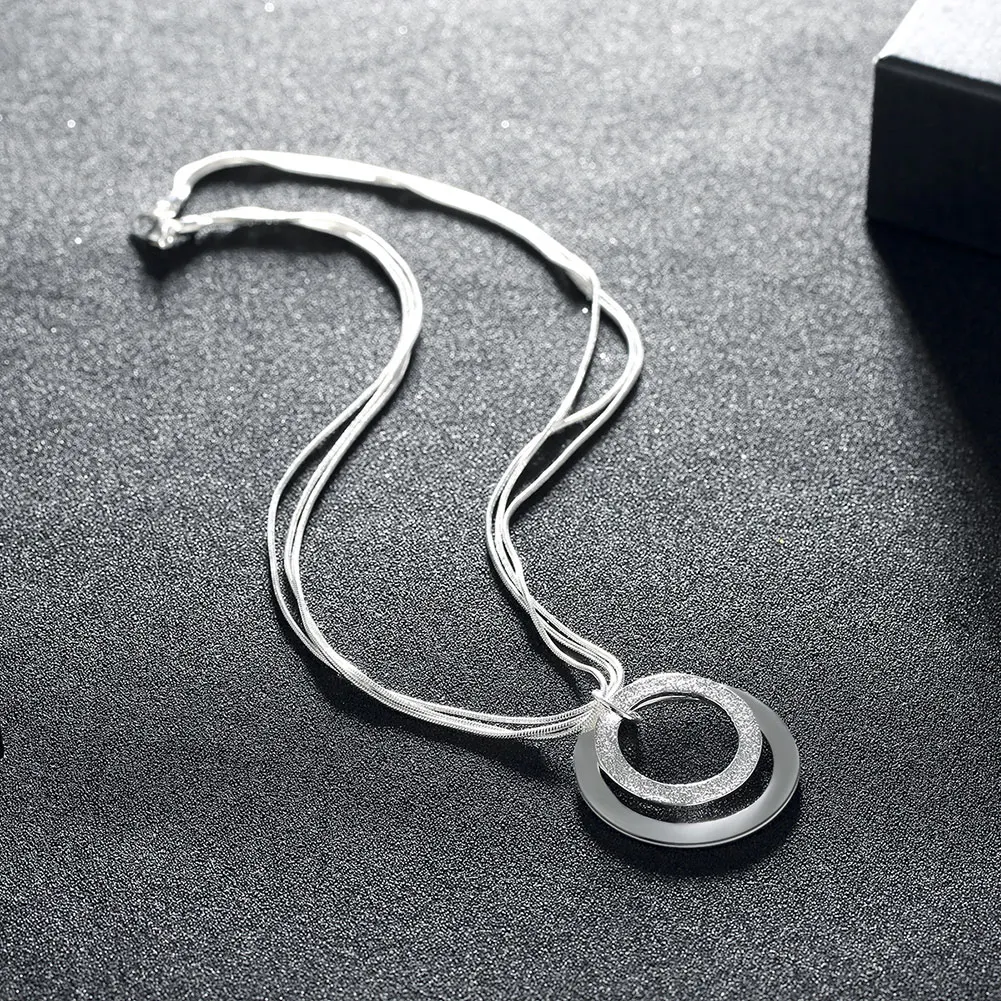 hot elegant circle pendant 925 color silver necklaces for women classic fashion brands jewelry party wedding christmas gifts free global shipping
