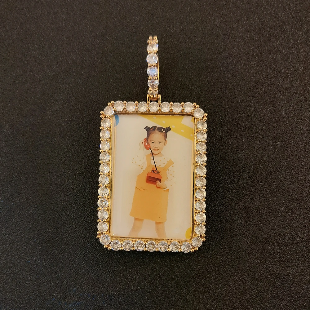 Пользовательский золотой серебряный циркон персонализированный Прямоугольный