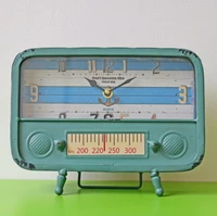 european nostalgic retro radio type iron pendulum desk clock