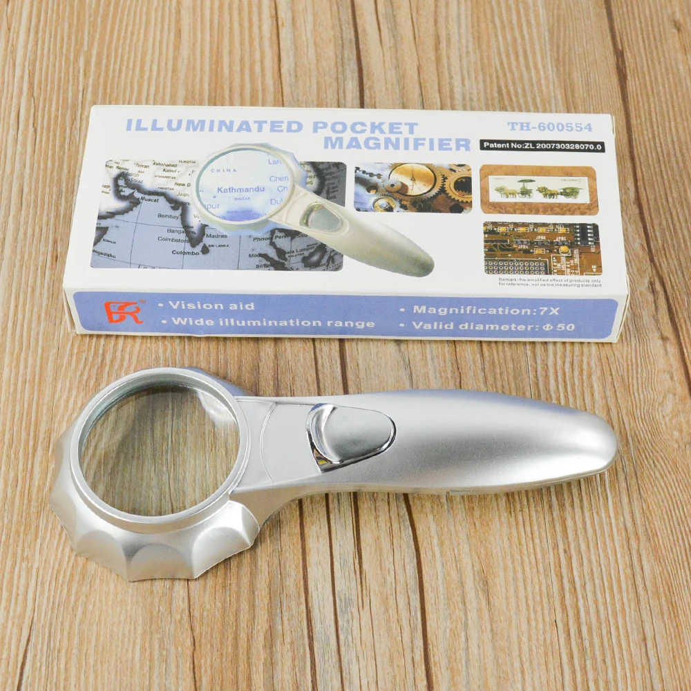 Высокое качество Большой 7X Ювелиры алмазное увеличительное стекло лупа с