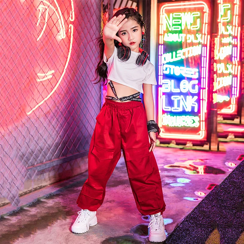 Модный танцевальный костюм для девочек наряд хип хоп и Рейв уличная танцевальная