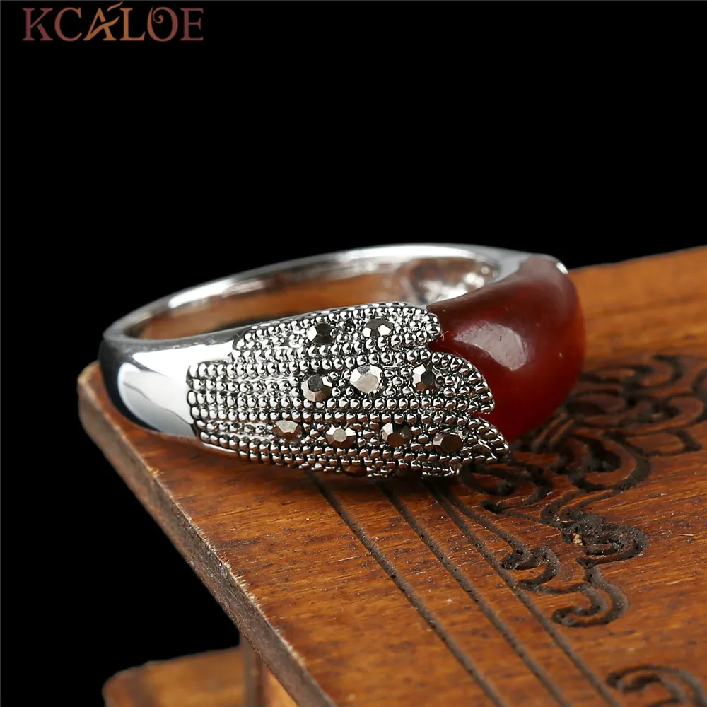 KCALOE зеленый/красный/черный натуральный камень кольцо античное серебро цвет