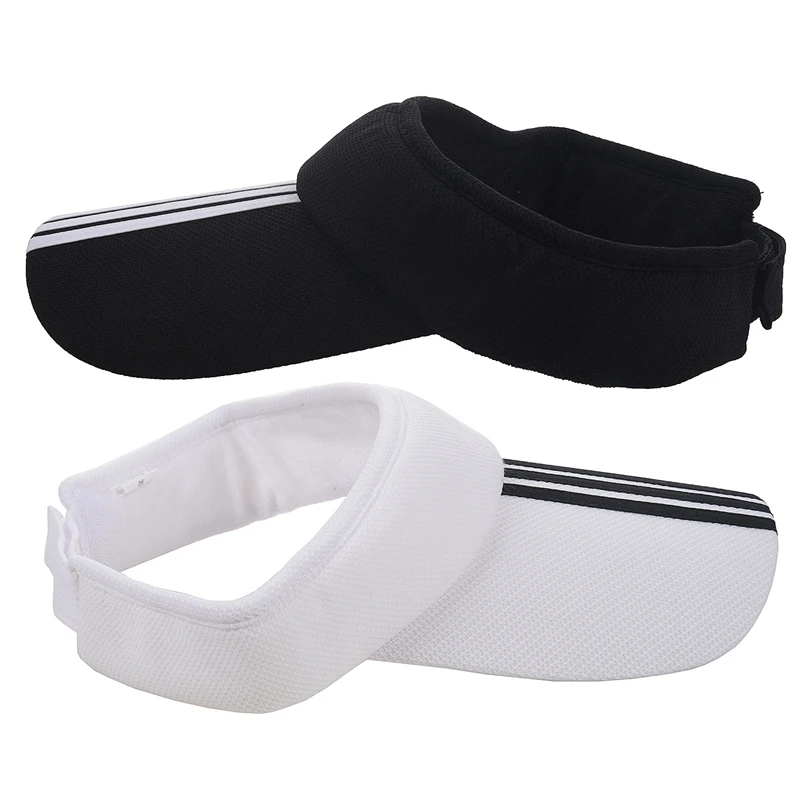 2 Pcs Sports Tennis Golf Sun Visor Hat Hats Adjustable Plain Bright Color Men Women 1 White &amp Black |