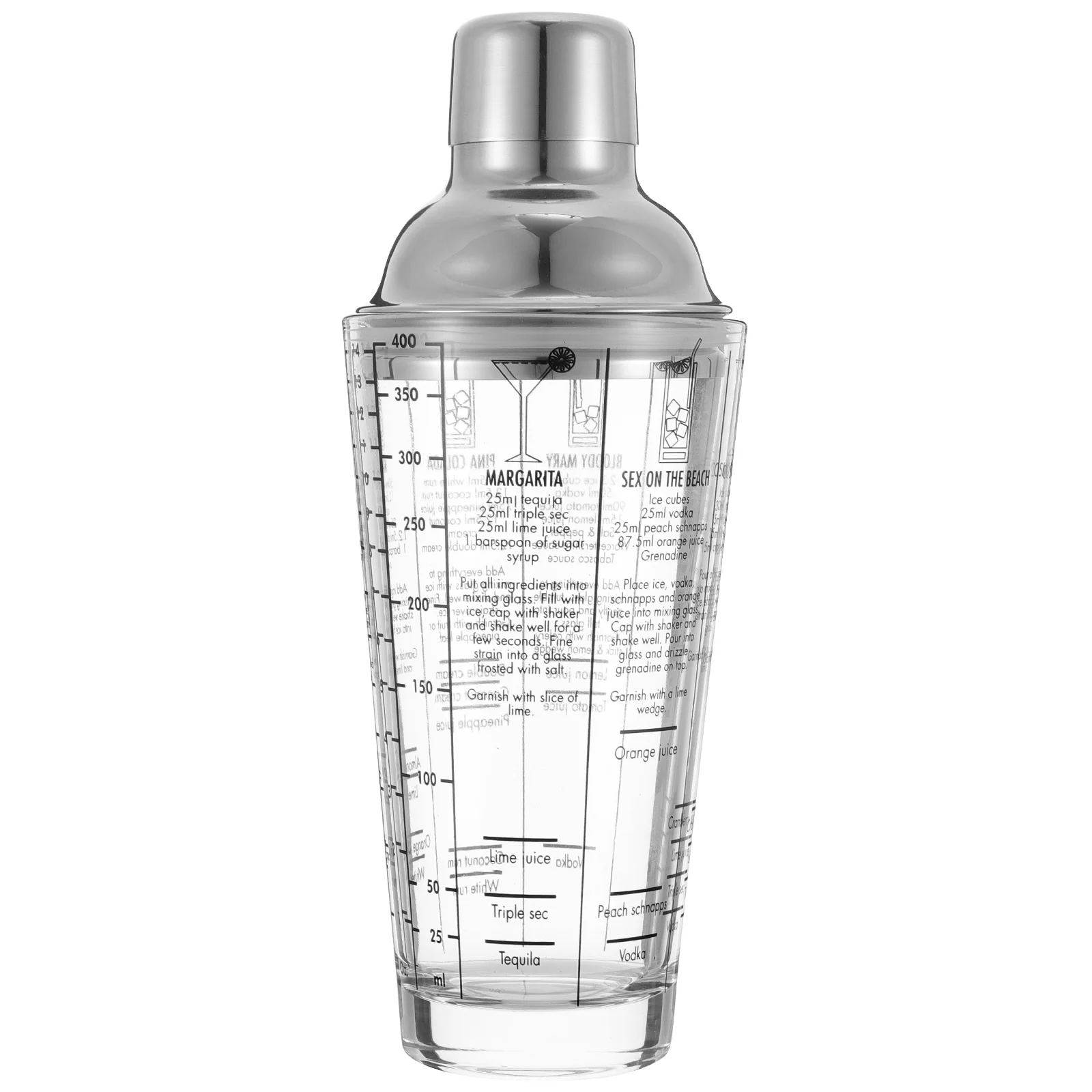 

1pc 400ml Scale Pattern Glass Cocktail Shaker Mixer Bottle (Transparent)