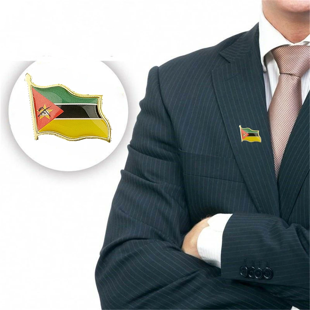 

10PCS The Republic of Mozambique Multicolor Brooch for Men Women National Lapel Pin Jewelry
