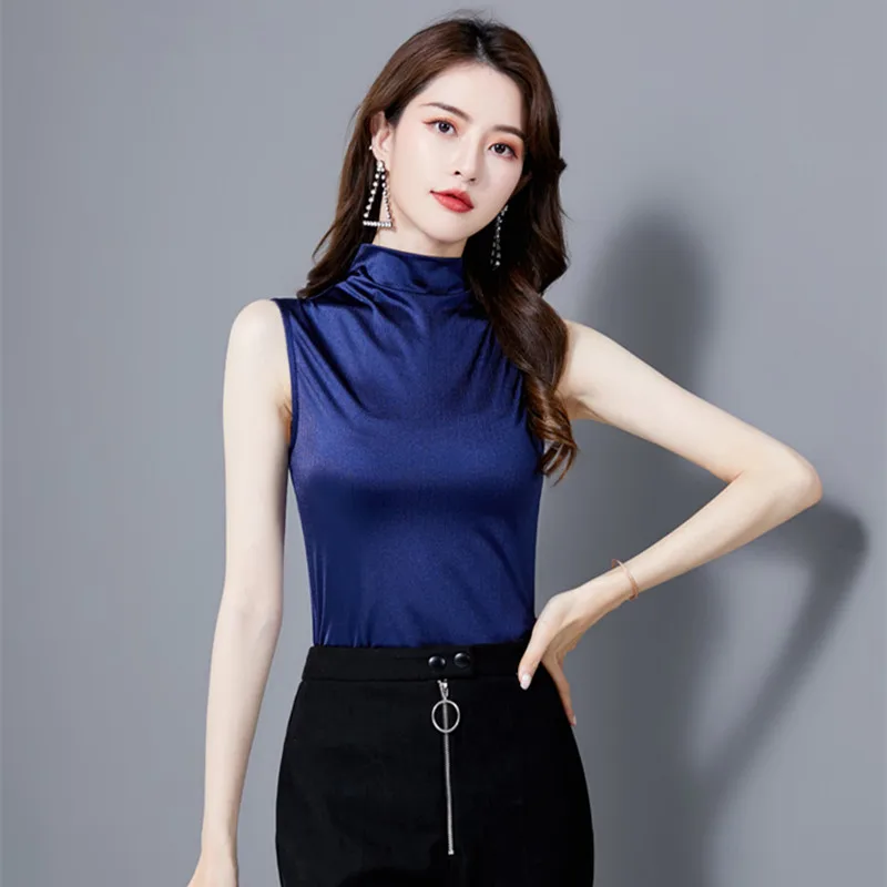 Футболка женская из модала однотонная приталенная рубашка без рукавов в