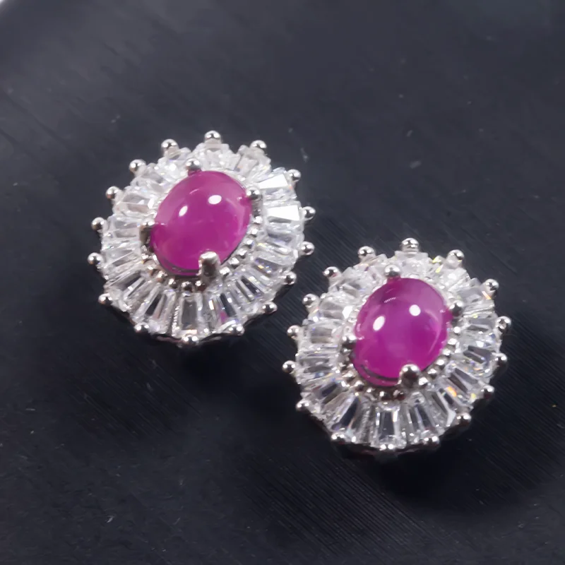 

fine natural ruby Earrings for Women Silver With 925 Sterling Sliver Platinum plating Heart Wedding&Birthday Jewelry