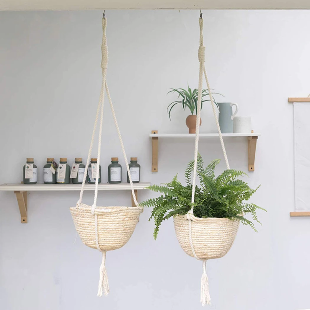 

Plants Storage Basket Jute Rope Hanging Planter Woven Indoor Outdoor Holder Plant Accessories Baskets Pots