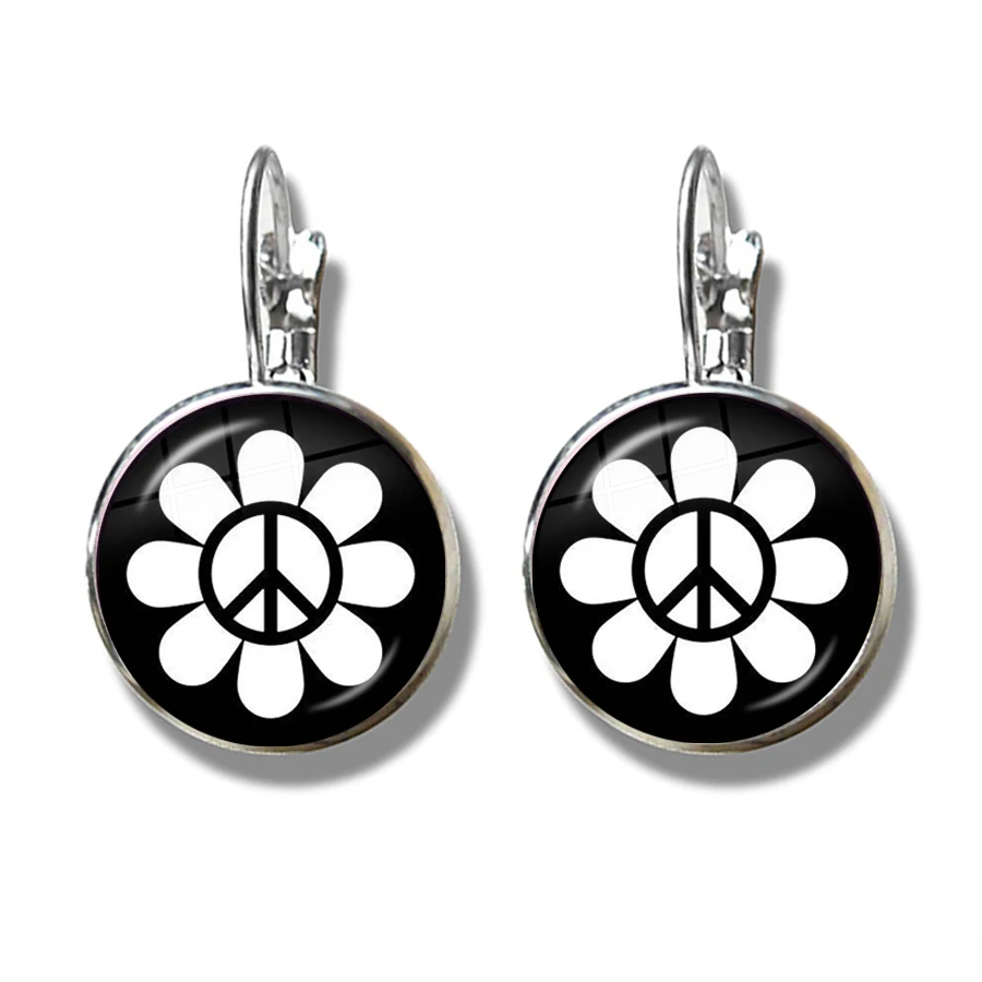 Серьги с надписью Peace Love Bus Surf Van Beach Summer Hippie Car Ear Stud Retro Vintage Flower Power Hippi Jewelry
