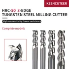 Фреза HRC50 из вольфрамовой стали, твердосплавный инструмент для токарного станка, 3 канавки, 1 мм, 4 мм, 8 мм, 12 мм