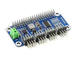 Сервопривод Waveshare HAT (B) для Raspberry Pi, 16-канальный, 12-битный, интерфейс I2C, прямоугольный штыревой разъем