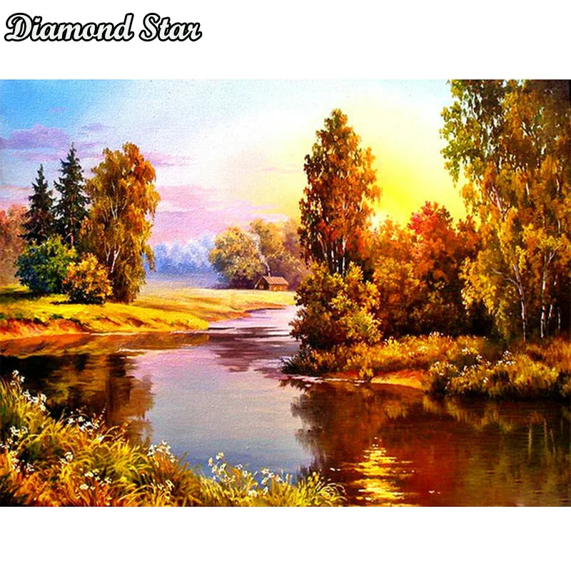 

Полная квадратная Алмазная 5D DIY Алмазная Картина Пейзаж озеро Вышивка крестом Стразы мозаичная декоративная картина