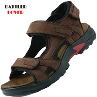new men genuine leather sandals summer beach shoes for male 2021 comfortable outdoor shoes fashion flat shoes plus size 46 47 48