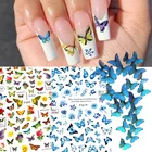 1 шт. акварельные бабочки слайдеры синие желтые черные наклейки для ногтей Наклейка Летний цветок дизайн ногтей украшение водное тату маникюр