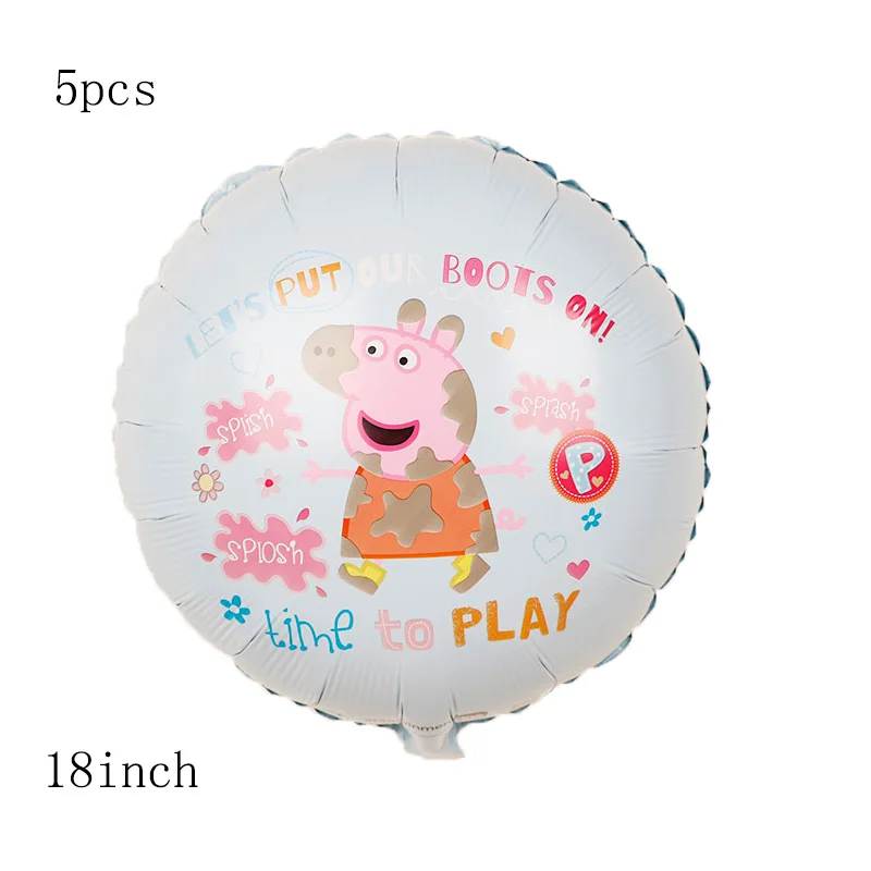 1set-5pcs 1 комплект со Свинкой Пеппой; Фольга шарики, День подарков будущей матери для маленьких мальчиков и девочек globos воздушный шар для детей Дети 1st День рождения украшения для детей - Цвет: 1set-5pcs