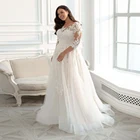 Женское свадебное платье Eleagnt, с аппликацией, из тюля, с рукавами размера плюс, 34, большого размера