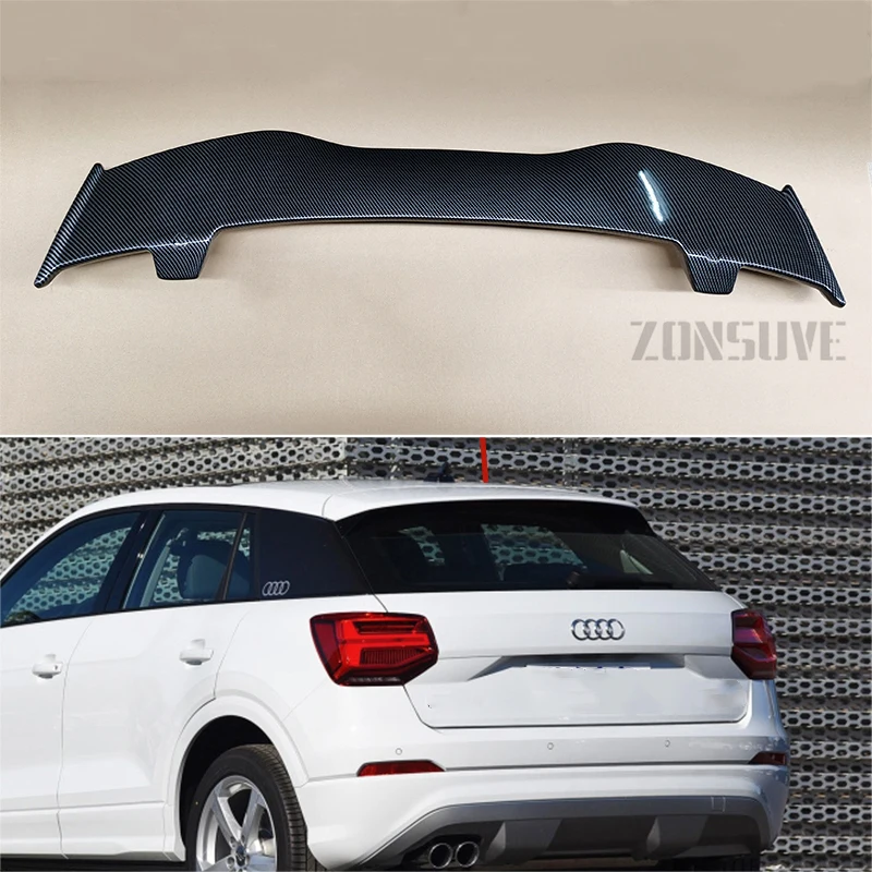 

Подходит для Audi Q2 2018-2021 лет спойлер из АБС-пластика углеродного волокна вид хэтчбека крыши заднего крыла корпуса комплект аксессуаров