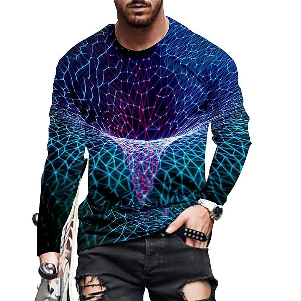 

3D Digital Printing Men Top Fashion Men Long Sleeve T-shirt Spring Autumn O-Neck Blouse S--5XL Pullover Men's Clothing