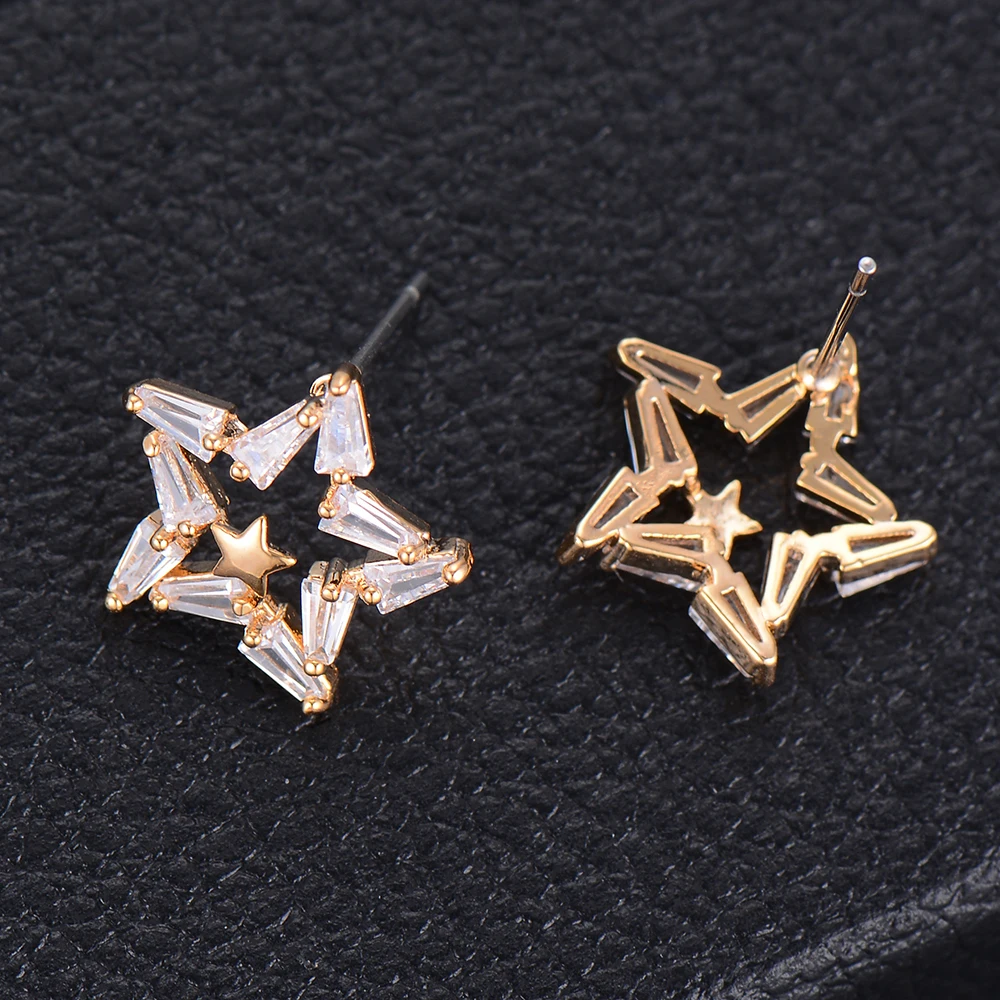 

LARRAURI Delicate Gorgeous Original Crystal Star Stud Earrings for Women Girl boucle d'oreille femme 2019