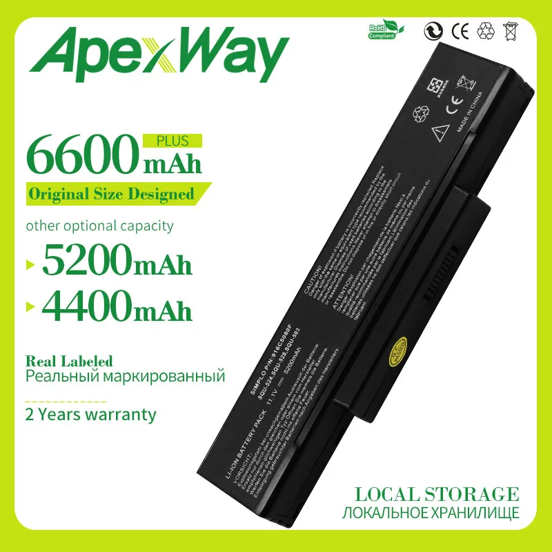 Apexway 11 1 V 6 Cell New Аккумулятор для ноутбука ASUS A32 Z94 Z96 SQU 526 528 A9 Series A9T A9C A9R A9Rt A9W|laptop battery|6