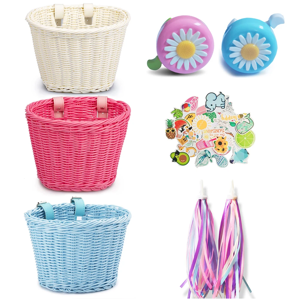 Плетеная корзина для велосипеда 4 шт./компл. PE из ротанга + звонок кисточка