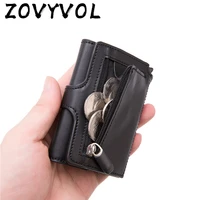zovyvol 2022 rfid travel wallet coin purse top quality men smart wallet fashion button money bag metal aluminum auto pop up