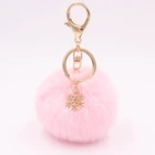 Меховой помпон, снежный пушистый шарик, брелок из искусственного меха, брелок для ключей, помпон, пушистая сумка, подвески, кролик, брелок для ключей