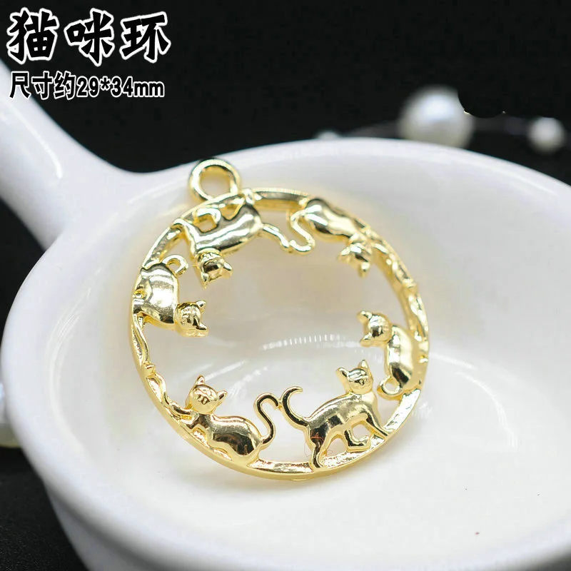 Cherry Happy Letters Coral Cat Shaped Metal Frame UV Epoxy Resin Charm Gold Bezel Jewelry Making Tools | Украшения и аксессуары