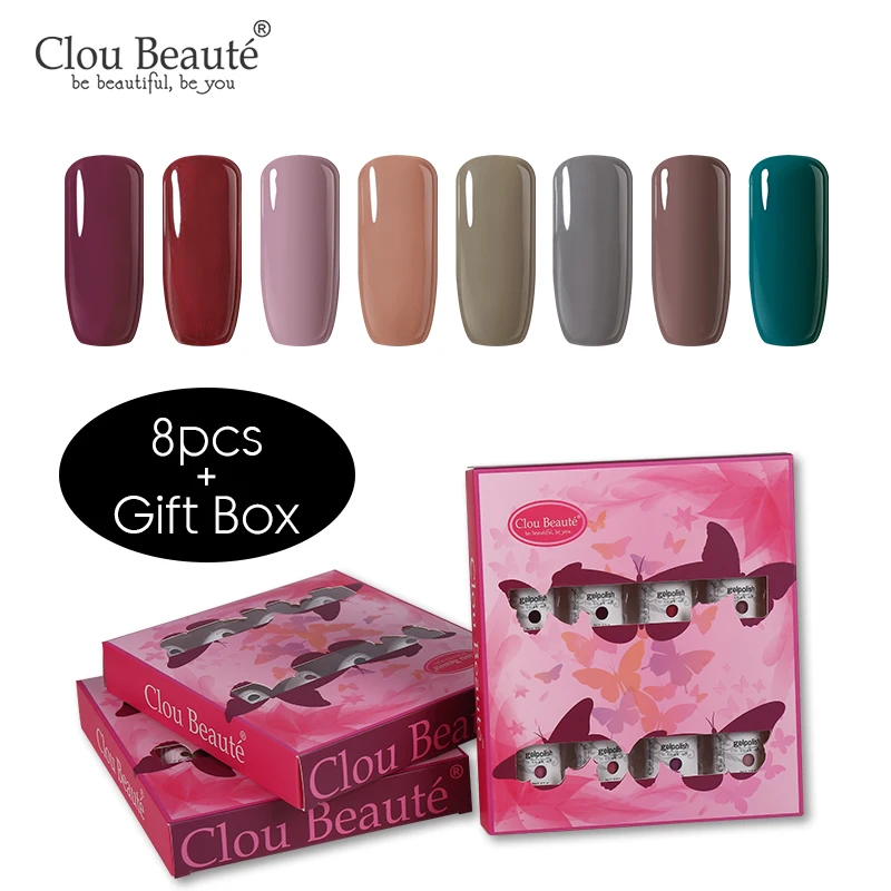 ZH01 Clou Beaute набор гелей-лаков для полуперманентного маникюра, набор растворимых лаков для дизайна ногтей, 8 шт - Цвет: ZH01