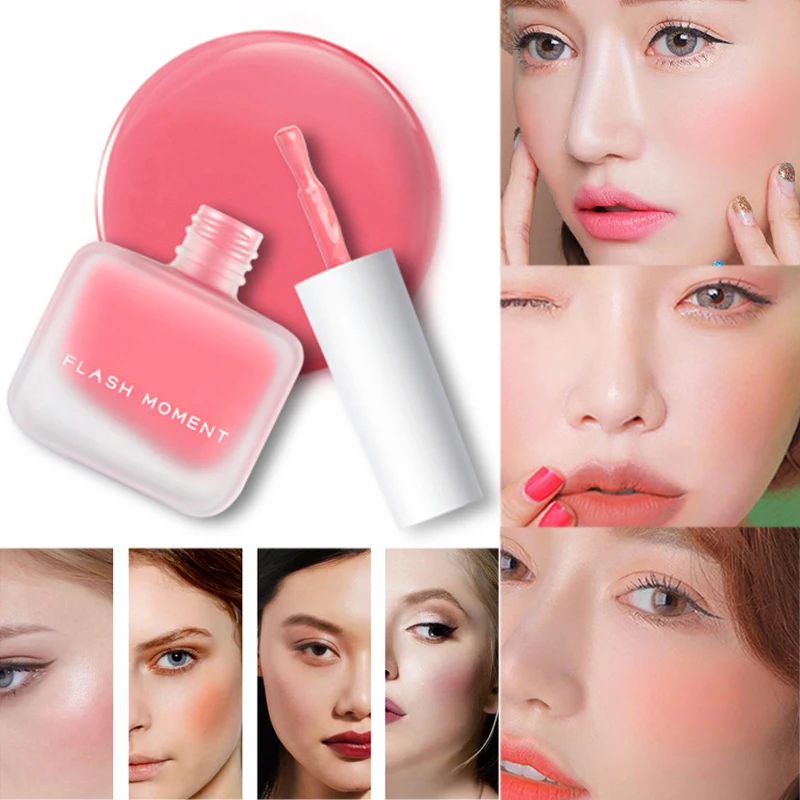 Жидкие румяна вспышка Румяна Розовый Макияж Палитра длительное Лицо проверить