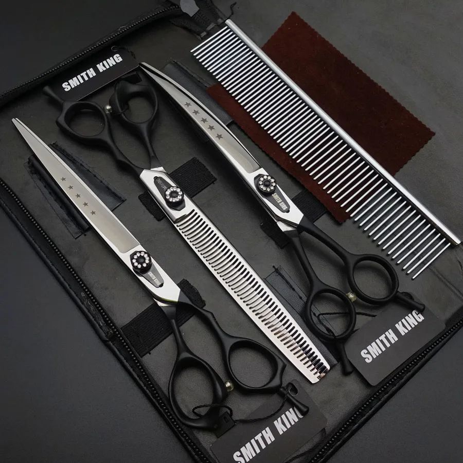 8 дюймов профессиональные ножницы для ухода за домашними животными, SMITH KING 8〞резка/прямые ножницы/филировщики/изогнутые ножницы 440C высокое качество решетки