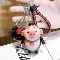 new fashion women cartoon pig key chain cute mobile phone sling hanging gift