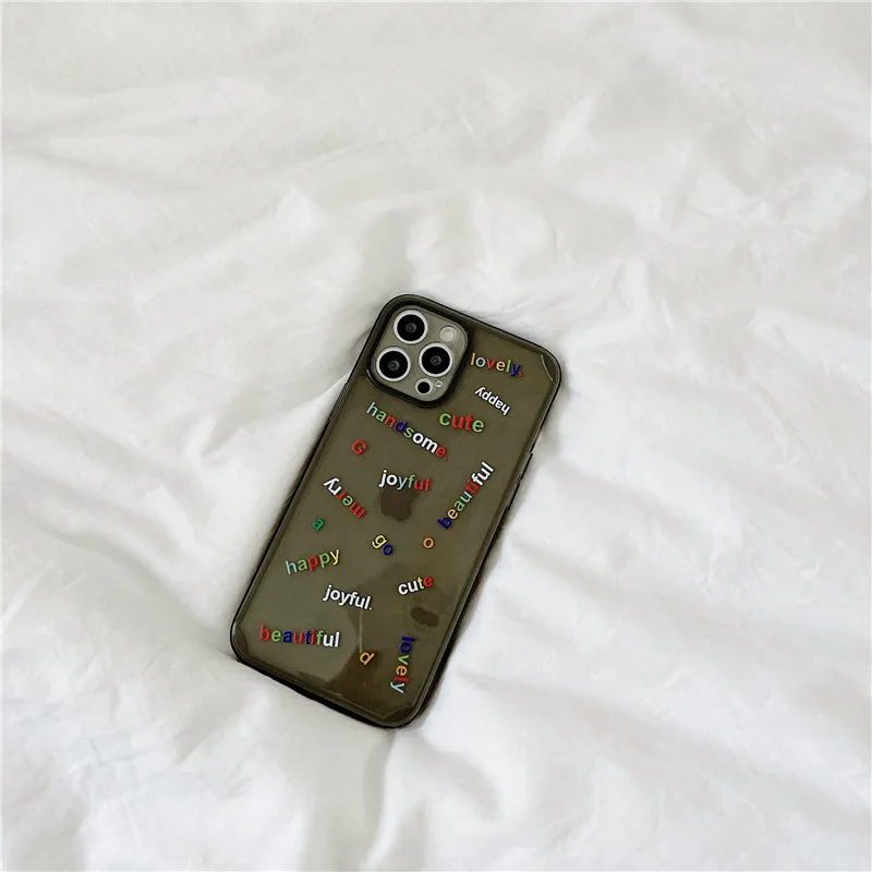 

Letter Simple Straight Edge Transparent Suitable for Iphone 12pro Max IPhone 11 Mobile Phone Shell X/xs/xr Silicone Soft Shell