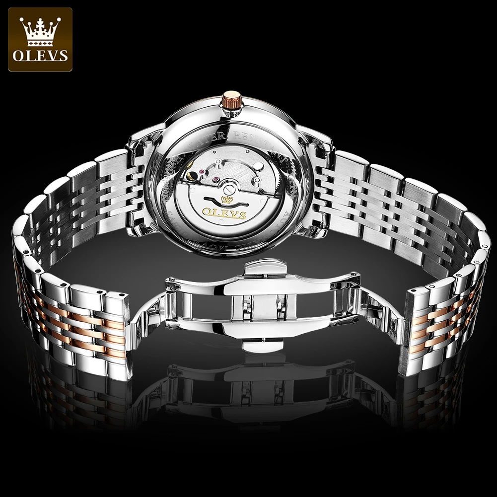 

video! Formal dress classic simple style Rose Gold Brown Cowhide Bracelet casual Fashion Men's gift mechanical watches