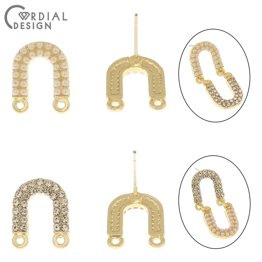 

Cordial Design 100Pcs 11*14MM Jewelry Accessories/Rhinestone Earrings Stud/Imitation Pearl/Hand Made/U-Shape/DIY/Earrings Parts