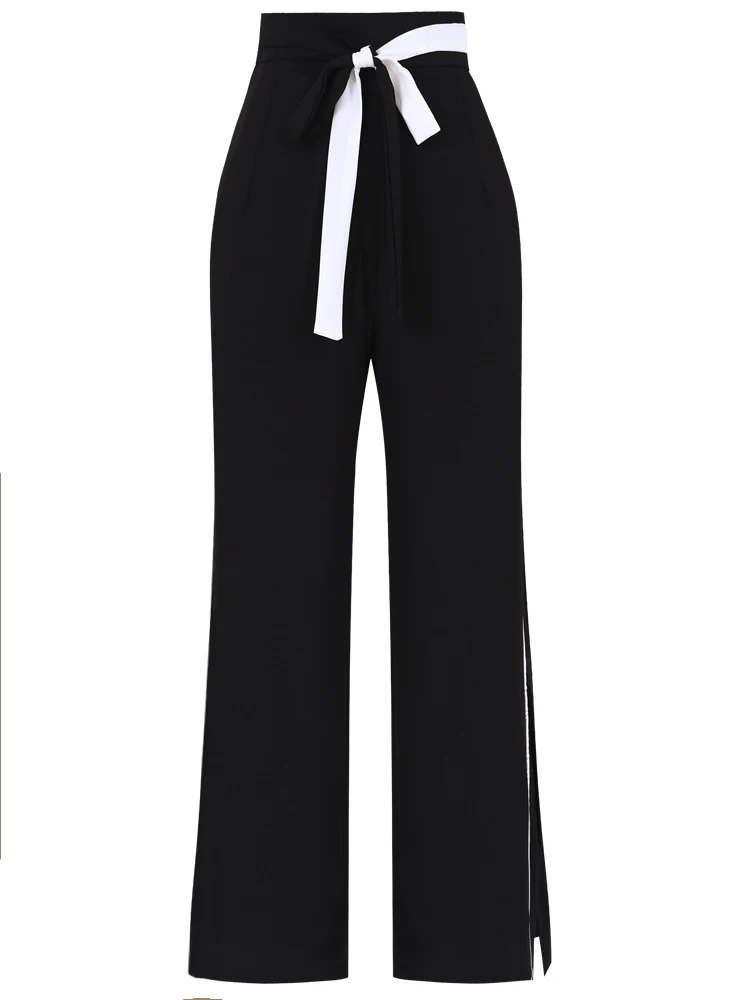 

Summer Women's Loose Flare pants High Waist Pants Women Office Work Pants Wide Leg Pants Thin Female Black Trousers casual pants