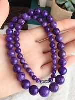 natural purple charoite gemstone round pendant necklace russia round 6 14mm men woman love gift charoite jewelry aaaaaa