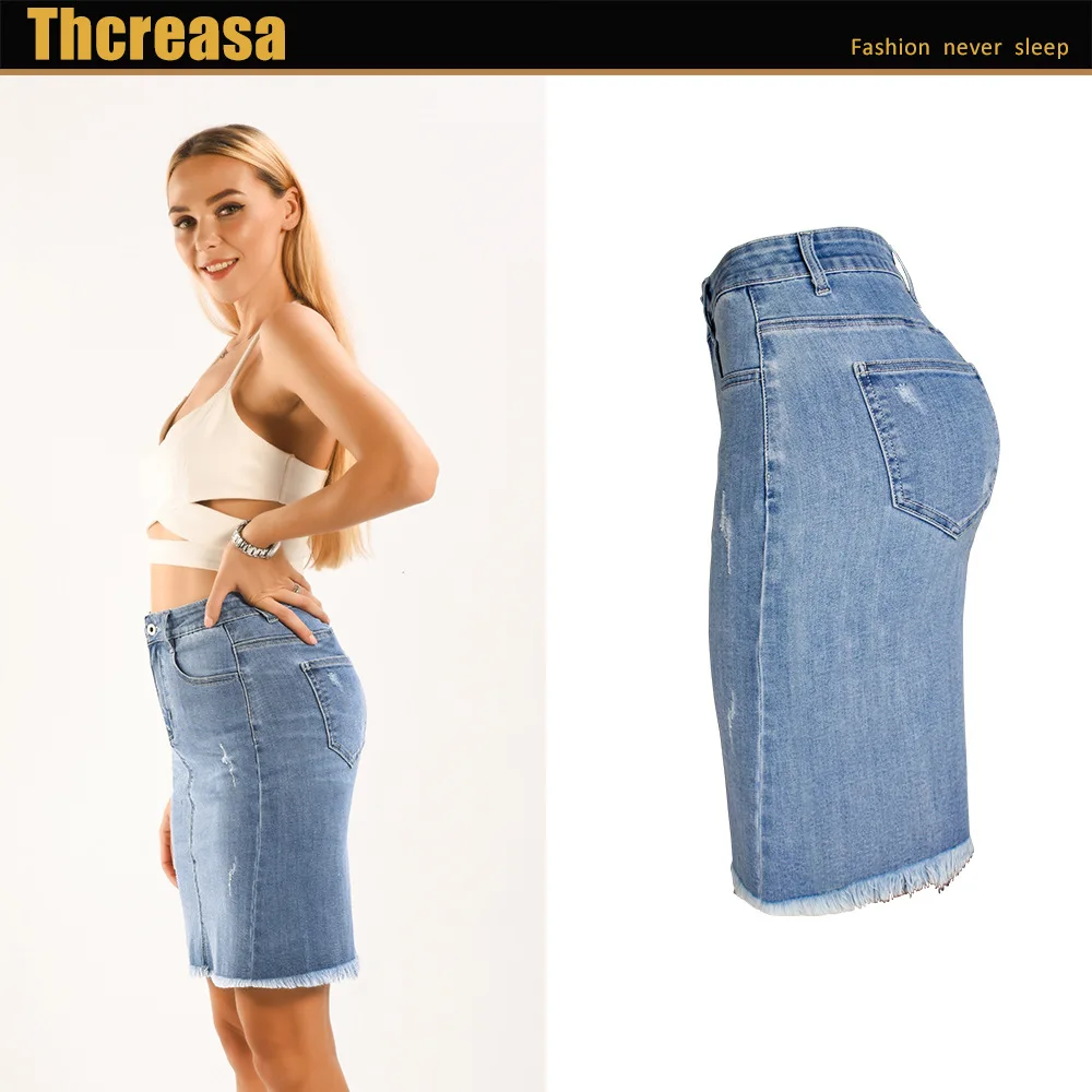 Европейская и американская Женская юбка Детская Новая женская джинсовая средней