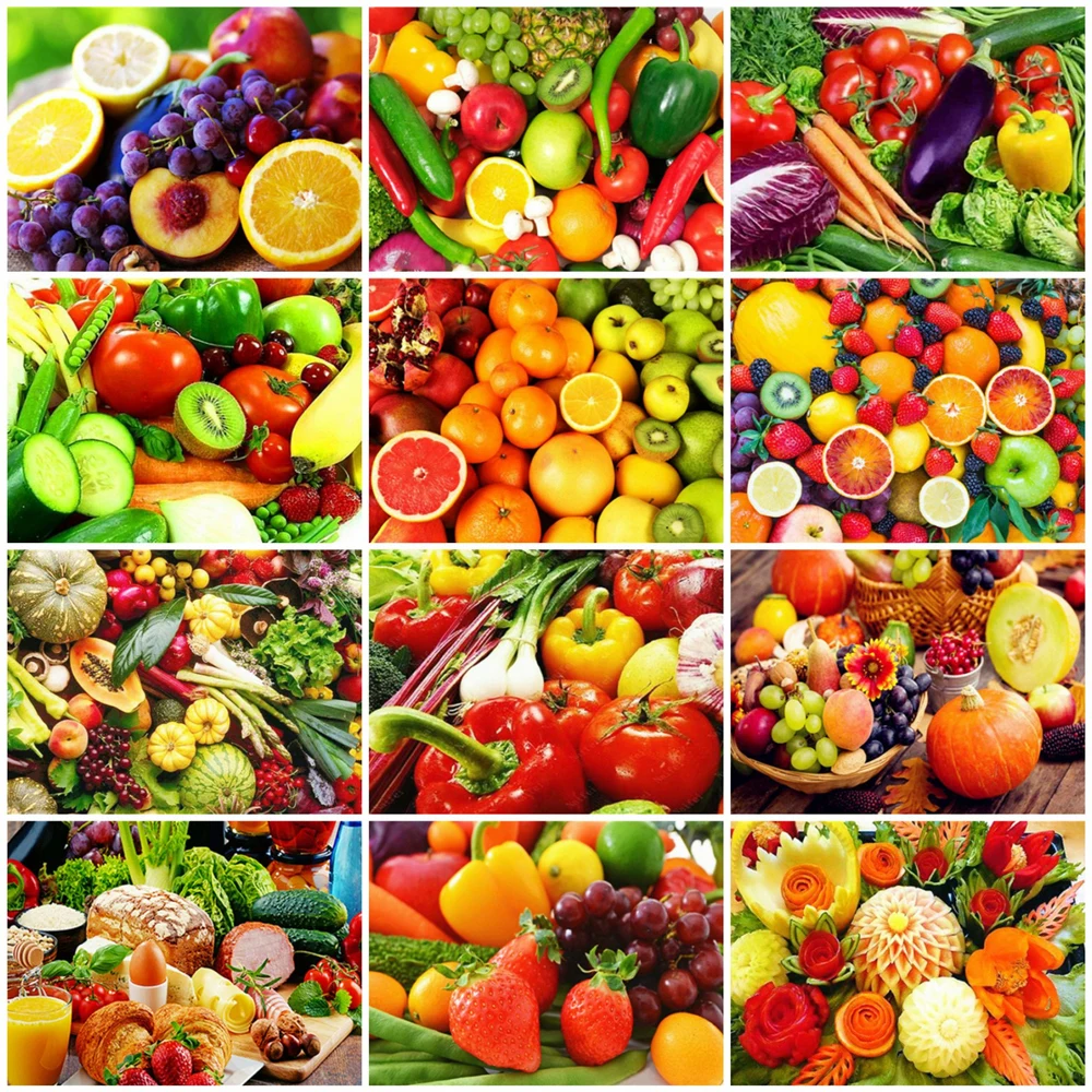 

HUACAN Рисование по номерам фруктов на холсте Ручная Краска ed Art Gift DIY картинки по номеру натюрморт комплекты, украшение для дома