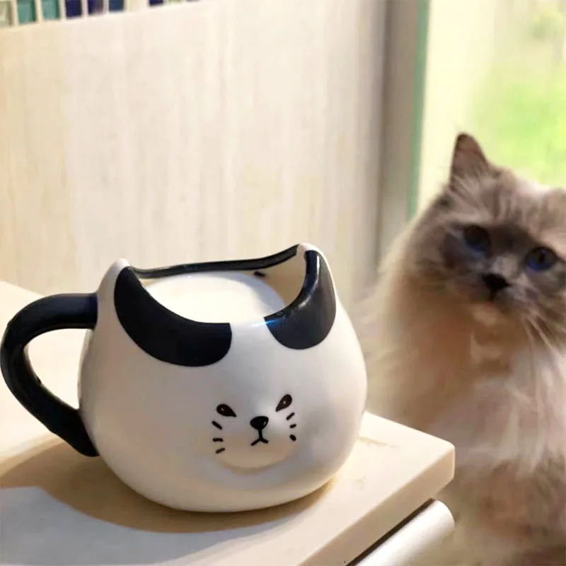 Cat Mug Cute Ceramic Coffee Cup with Lovely Kitty Cat Paw Spoon  kawaii coaster Novelty Morning Cup Tea Milk Christmas Mug  Cup