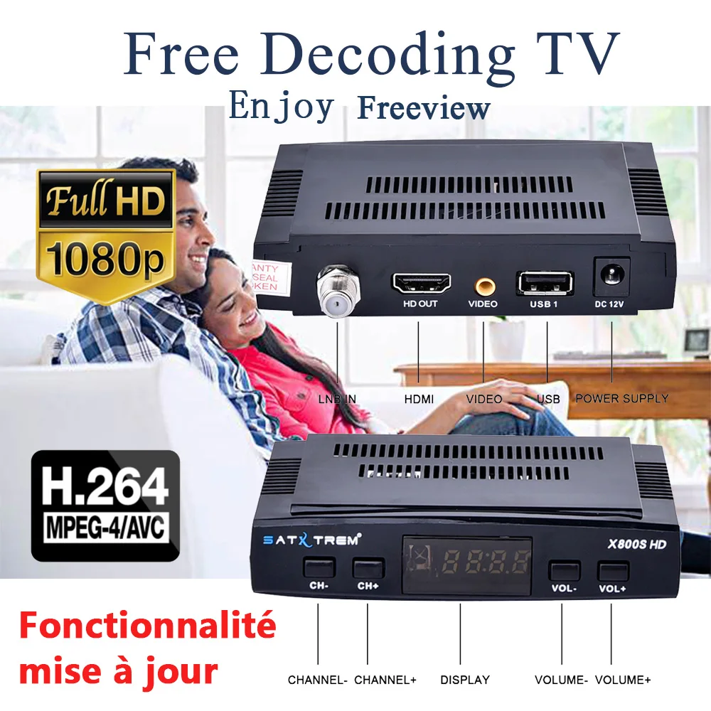 

Satxtrem X800s цифровой ТВ DVB-S2 декодер приемное устройство FTA DVB-S2/C2 HD ТВ тюнер для Европы Испания 1080P
