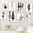 Парижское сексуальное модное платье для девочек, упаковка, настенная живопись на холсте, скандинавские постеры и принты, настенные картины для декора гостиной