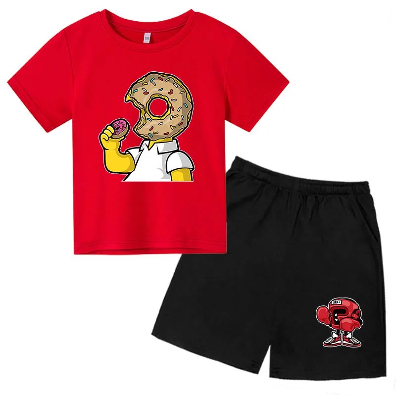 Летний детский костюм в стиле хип-хоп с принтом монстров рубашка и шорты для