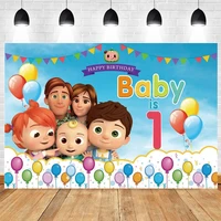 1pcs cocomelon family photography backgrounds vinyl cloth photo shootings children birthday party backgrounds for photo studio