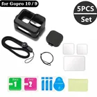 Силиконовый чехол для GoPro Hero 10, 9, черное закаленное стекло, Защитная пленка для экрана, крышка для объектива, аксессуары для Go Pro 9