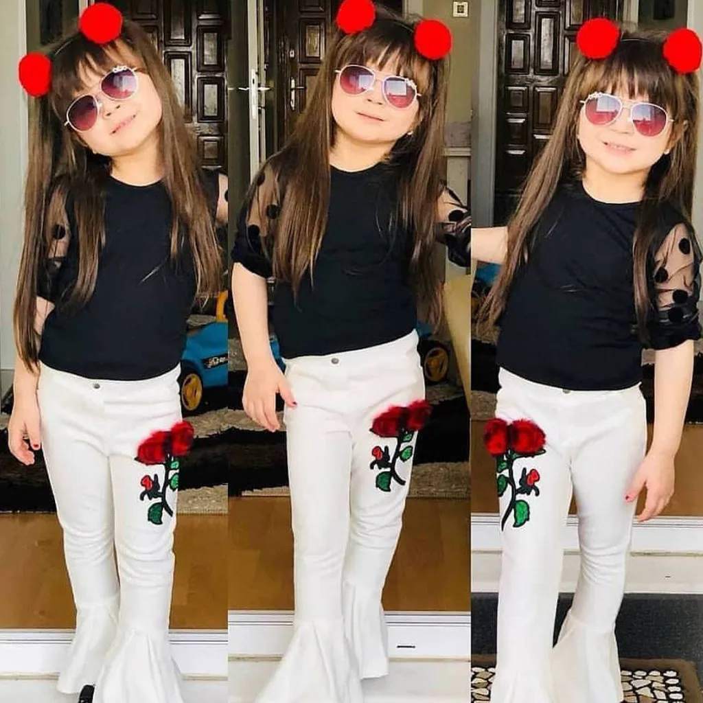 

Girls Clothes Set Baby Kids Baby Girl Tulle Tops T-Shirt Flower Flared Pants Outfit Set Kids Clothes Children Clothing