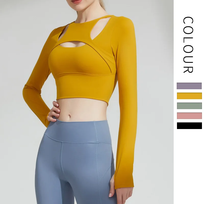 

Yoga wear women's long sleeve waist slimming Sports Tops body-shaping stretch tight yoga bra sports fitness underwear Tank Tops